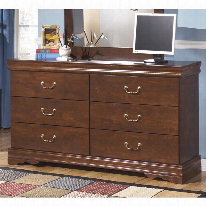 Ashley Wilington 6 Drawer Wood Double Dresser In Brown