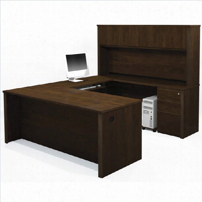 Bestar Prestige + 7-piece U-shape Desk In Chocola Te