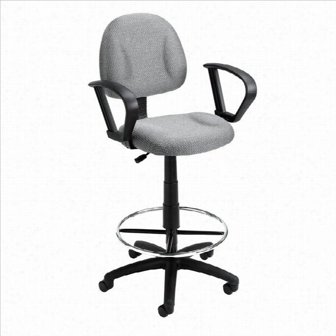 Bo$s Office Contoured Fabric Drafting Chair-burgundy