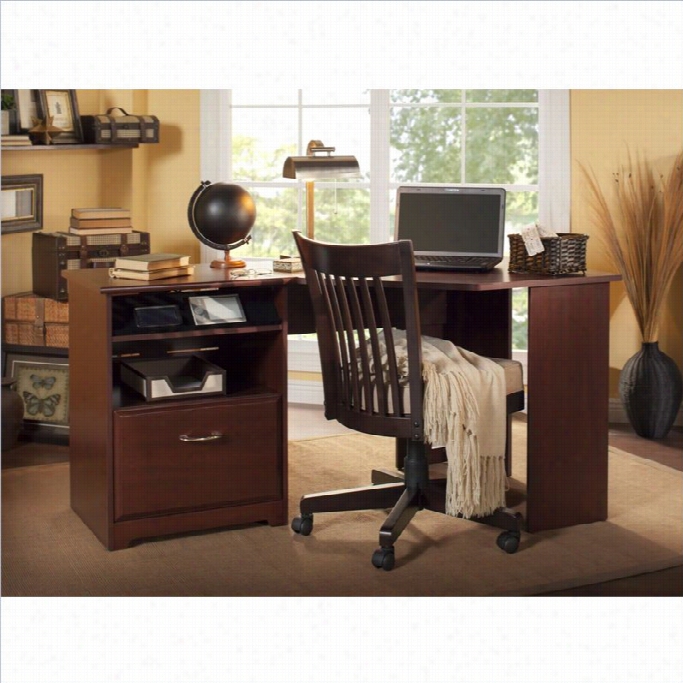 Bush Cabot Corner Computer Desk In Harvest Cherry