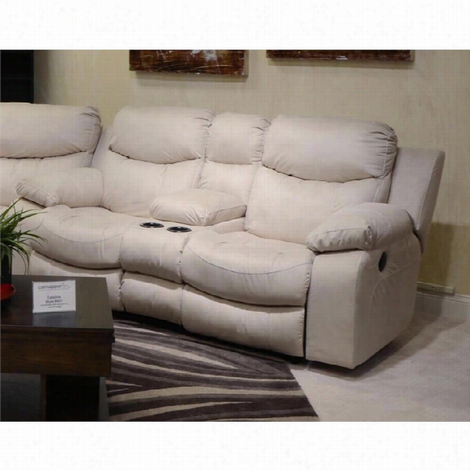 Catnapperr Catali Na Power Leather Reclining Console Loveseat In Ice