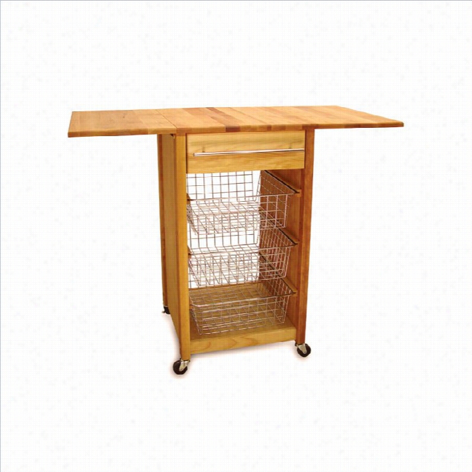 Catskill Baske Tbutcher Block Kitchen Cart In Natural