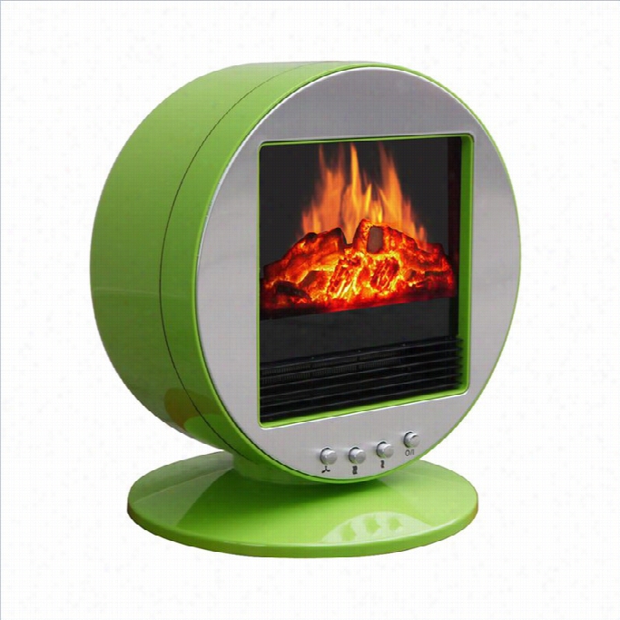 Corliving Desktop Fireplace Space Heater In Greeen And Silver