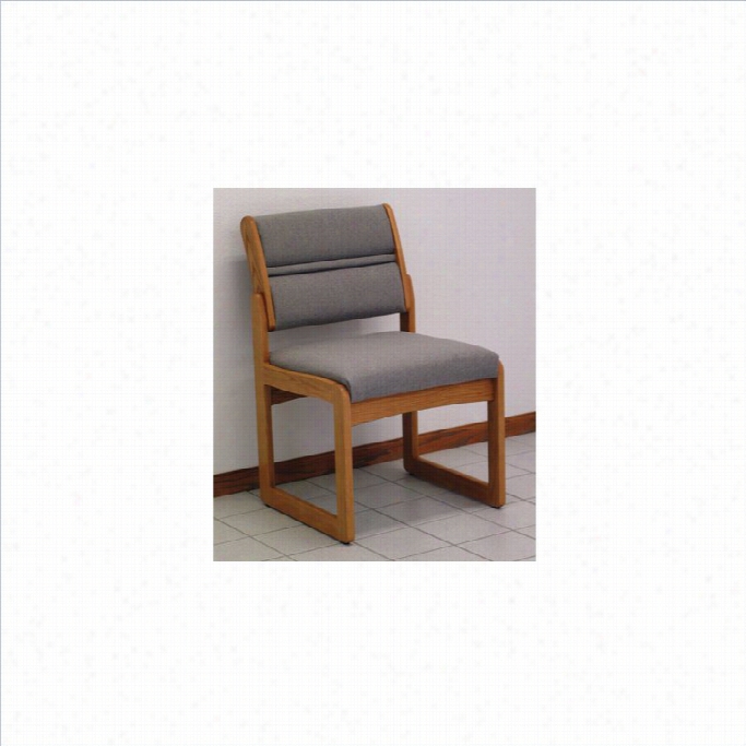 Dakot A Wwave Valley Armless Guest Chair In Medium Oak-powder Blue Standard