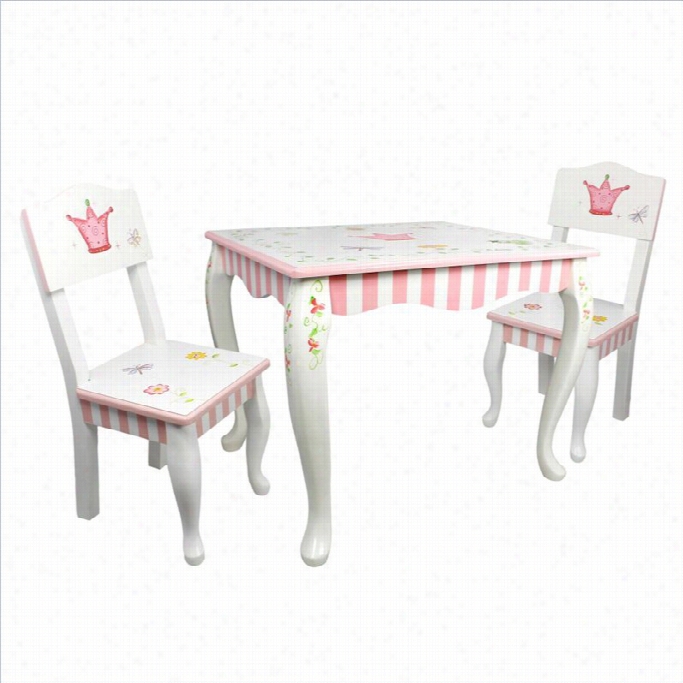 Fantasy Fields Hand Painted  Princes S An Dfrog Ta Ble And Chairs Set