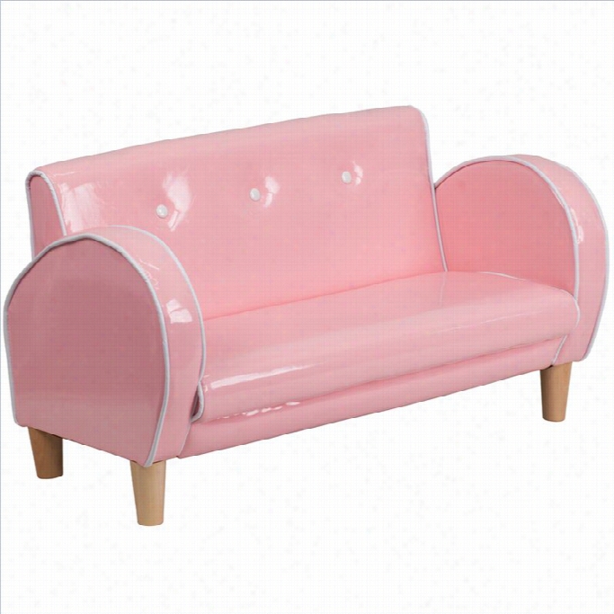 Flash Furniture Kids  Vinyl Upholstered Loveseat In Pink