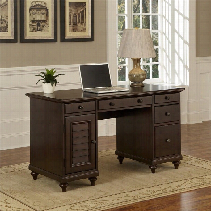 Hoome Styles Bermuda 5 Drawer Wood Pedestal Desk In Espresso