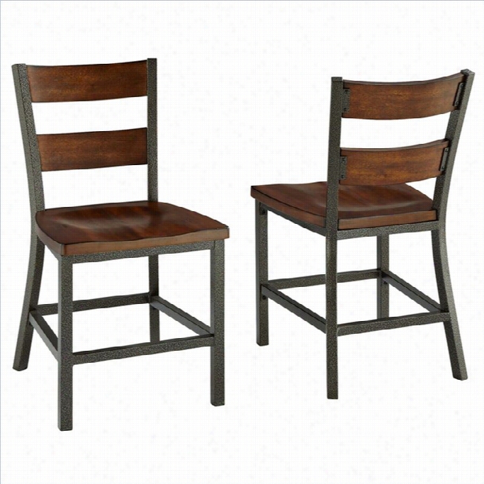 Hoe Styles Cabin Creek Dining Chair Pair In Multi-ste Chestnut