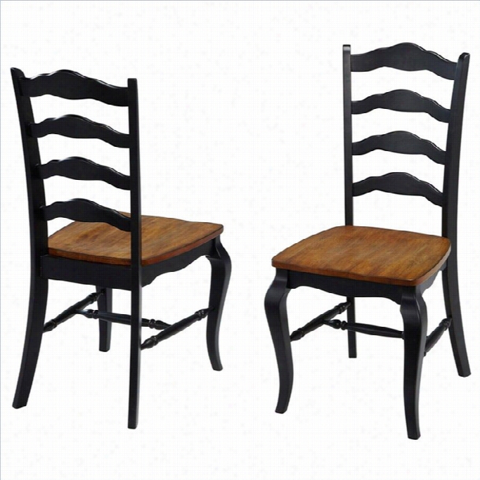 Home Styles French Ocuntry Dining Chair Pair In Oak And Rubbed Black