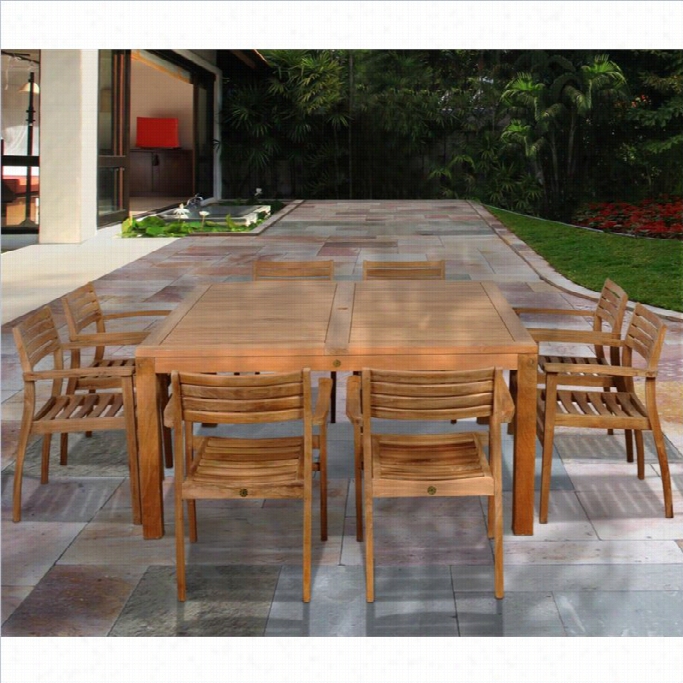 International Home Victoria 9 Piece Wood Patio Dining Set In Teak