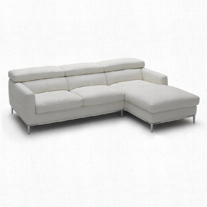 J&m Furrniture 1281b Italian Leather Rihgt Arm Sectional In White