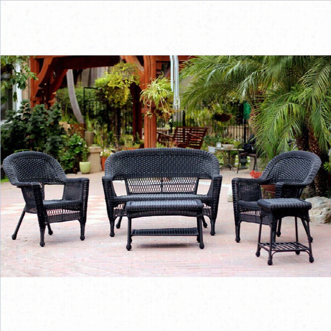 Jeco 5pc Wicker Converssation Set In Black