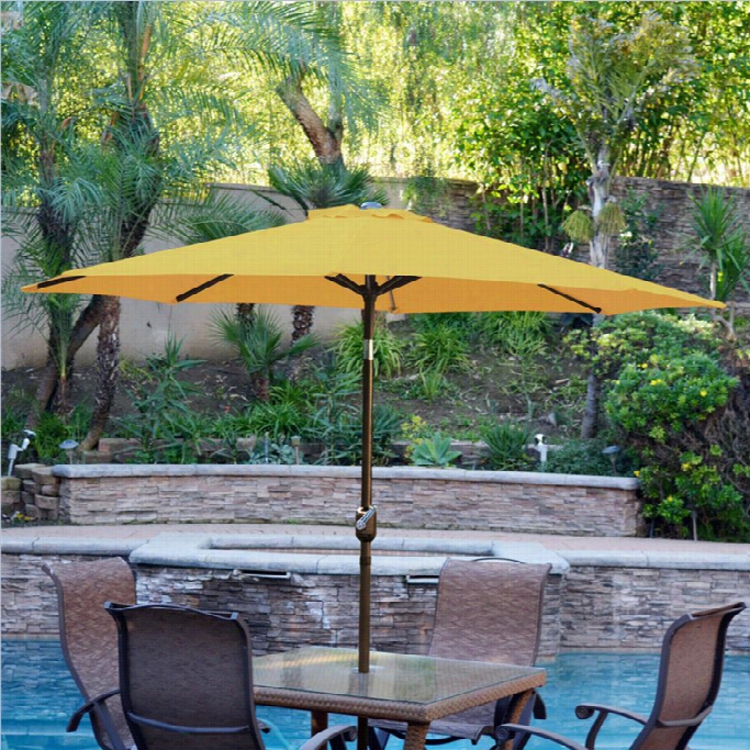 Jeco 9ft. Aluminum Patio Marketumbrella Tilt With Crank In Yellow Fabric Champagne Pole