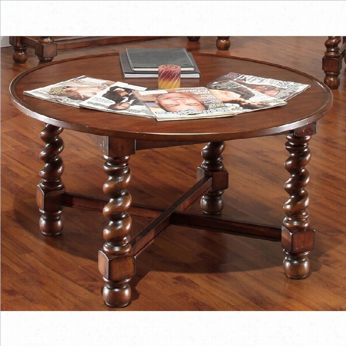 Largo Furniture Normandy Round Cocktail Table In Ancient Rarity Oak