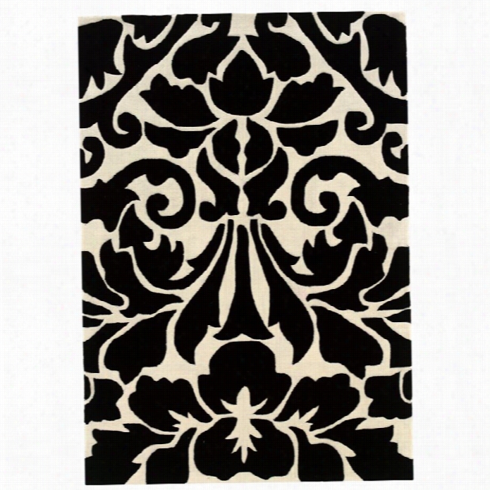 Linont Rio 5' X 7' Hand Tufted Rug In Black And White