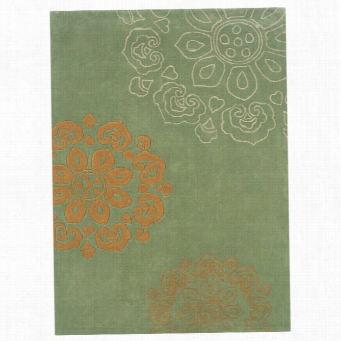 Linon Trio 5' X 7' Hand Tufted Rug In Pale Green