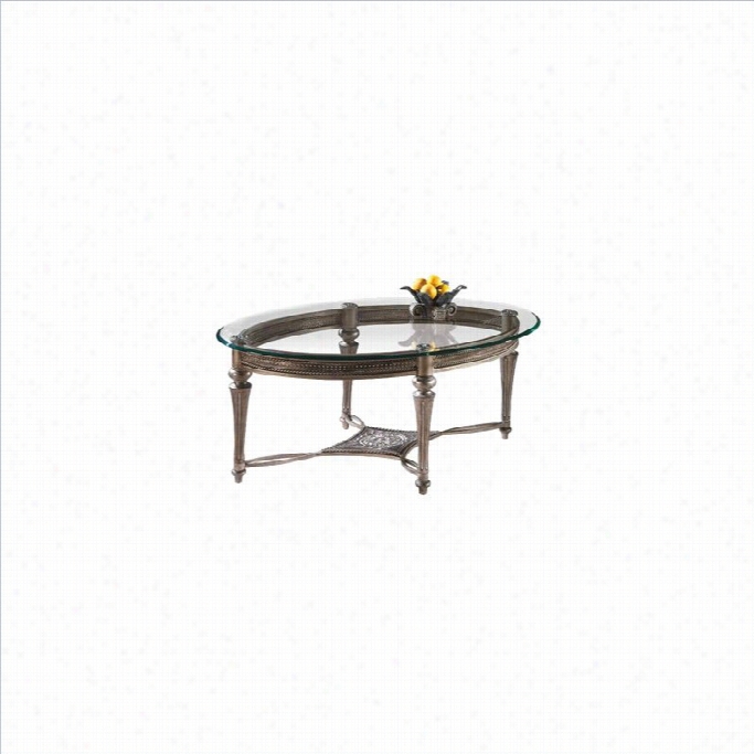 Magnussen Galloway Antique Oval Cocktail Table Upon Glasss Top