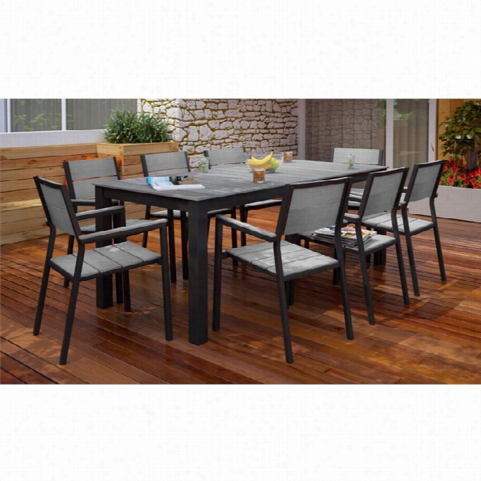 Modway Maine 9 Piece Exterior Din Ing Set In Brown And Gray