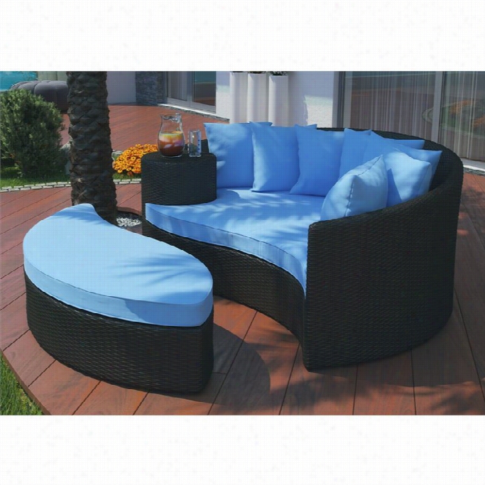 Moday Taiji Patio Daybed In Espresso And Lght Azure