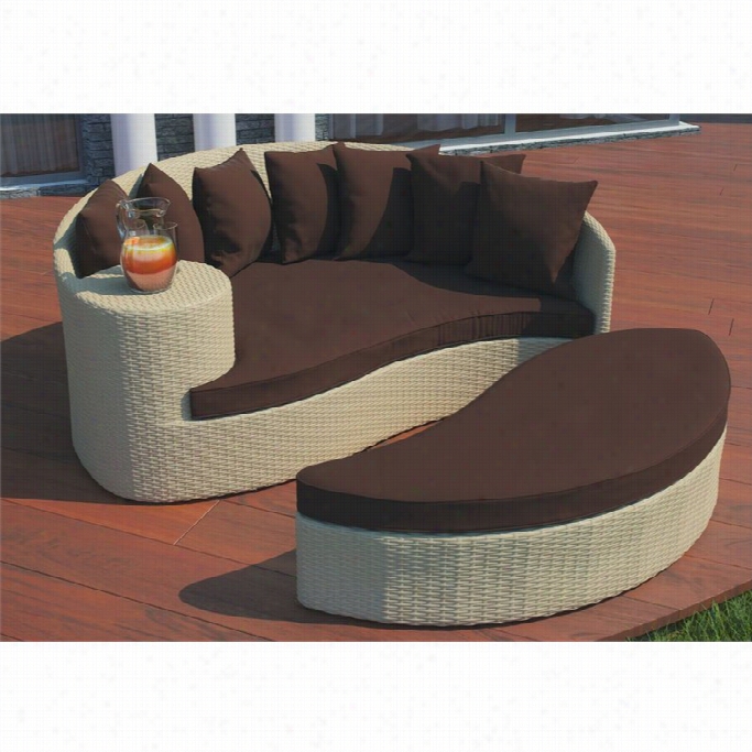 Modway Taiji Patio Daybed In Convert Into Leather And Brown