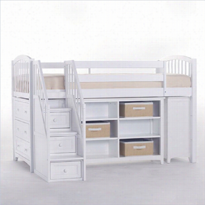 Ne Kids Sc Hool House Storage Junior Lofft Bed With Stairs In White