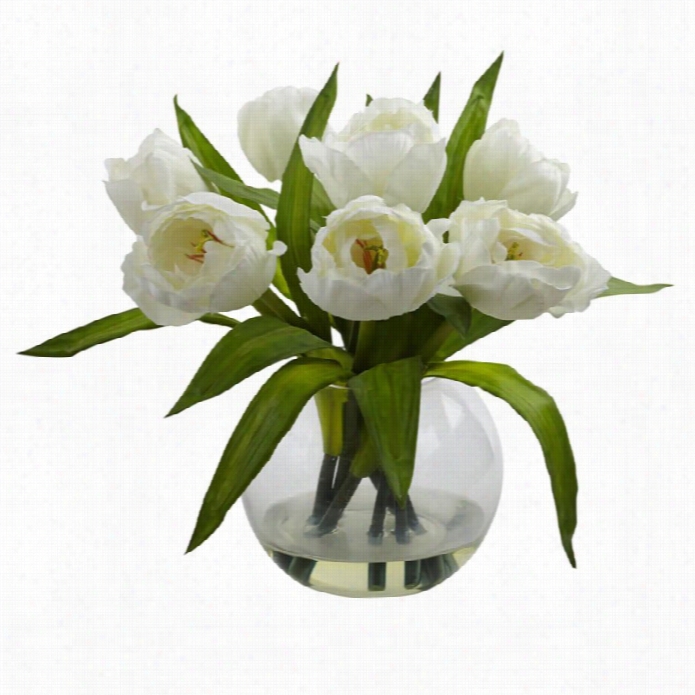 Nearly Natural Tulips Arrangement Witth Vase