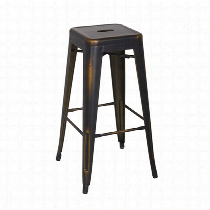 Office Star Brristow 30 Antique Metal Bar Stool In Antique Copper-seet Of 2