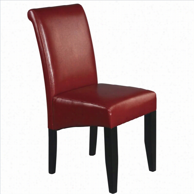 O Ffice Star Metro Parsons Dining Chair In Crimson Red Bonded Leather