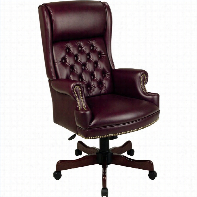Office Star Traditional Vinyl Executive Office Chaair In  Mahogany