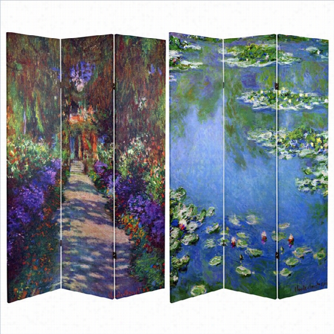 Oriental 6' Lilies And Garden At Giverny Room Divider