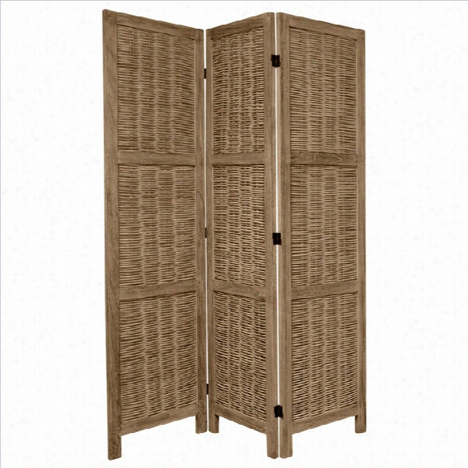Orientql Furniture Tall Bamboo Matchstick 3 Panel Room Divider In Gray-haired