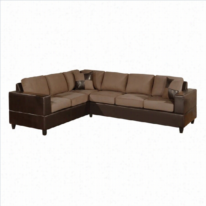 Poundex Bobkona Trenton 2-piece Sectional With Accent Pillows In Saddle