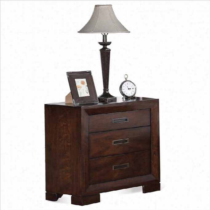 Riverside Furniture Riata Three Drawer Nightstand In Warm Walnut