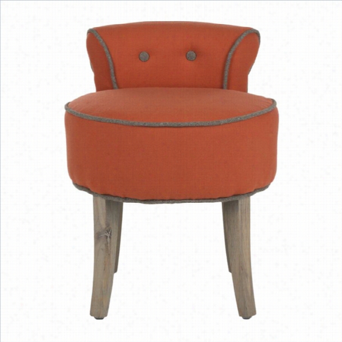 Sacavieh Georgia Birch Wood Vanity Stool In Oorange