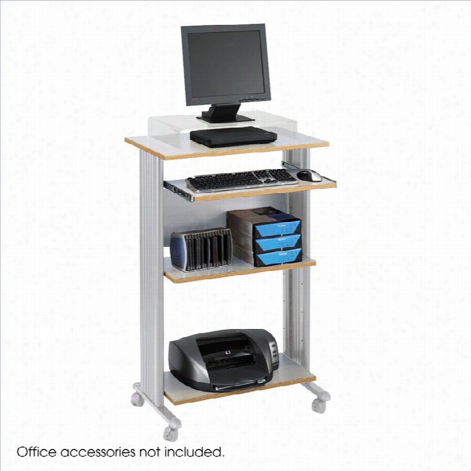 Safco Mv Standing Wood Workstation In Gray