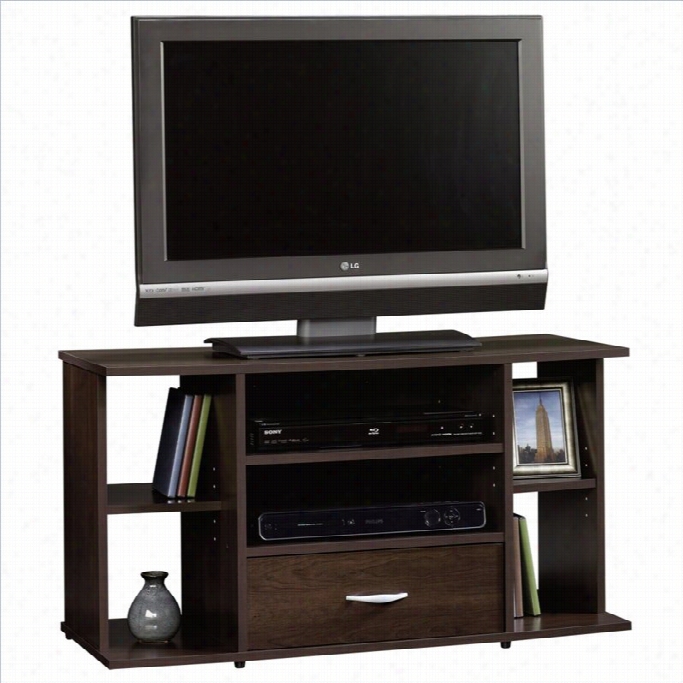 Sauder Bdginnings Panell Tv Stand In Cinnamon Cherry