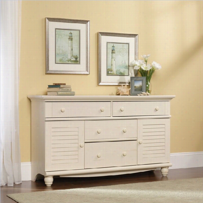 Sauder Harbor View Dresser In Antiqued White