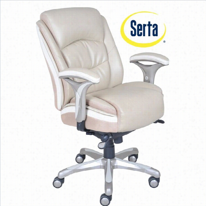 Serta Smart Layers Ergonomicl Eather Manager Office Chair In Beige