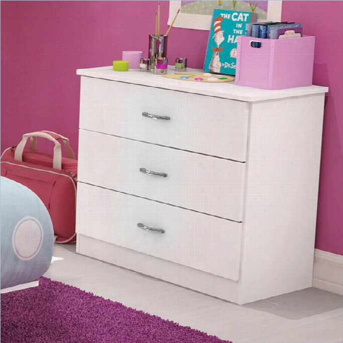 South Shor Libar Kids 3 Drawer Chest In Pure  White Finish