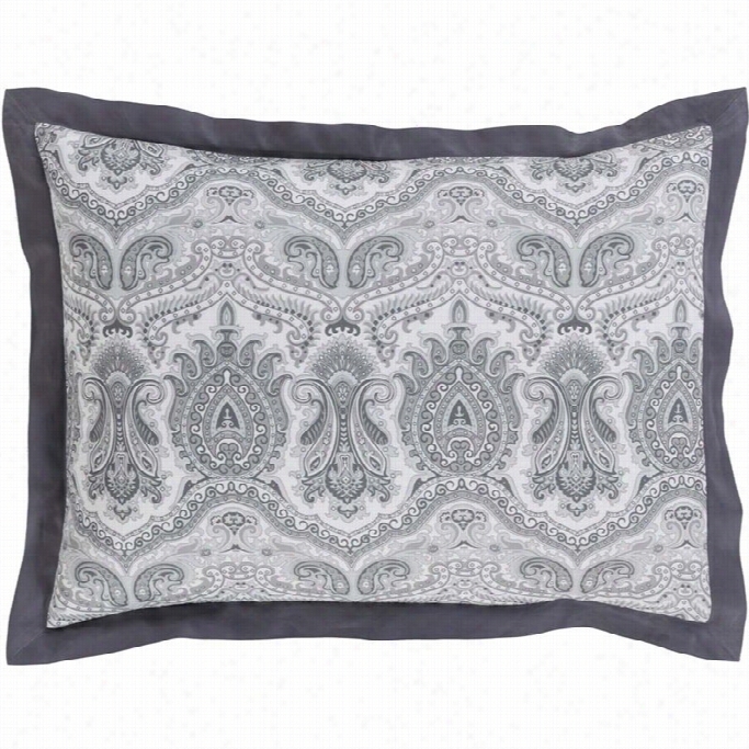 Surya Griffin Woven Cotton King Sham In Pewter