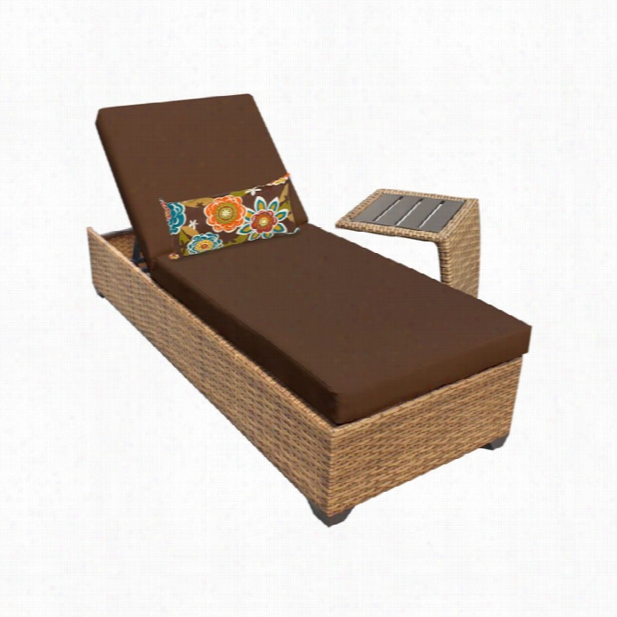 Tkc Laguna Wicker Patio Lounges With Si De Table In Cocoa