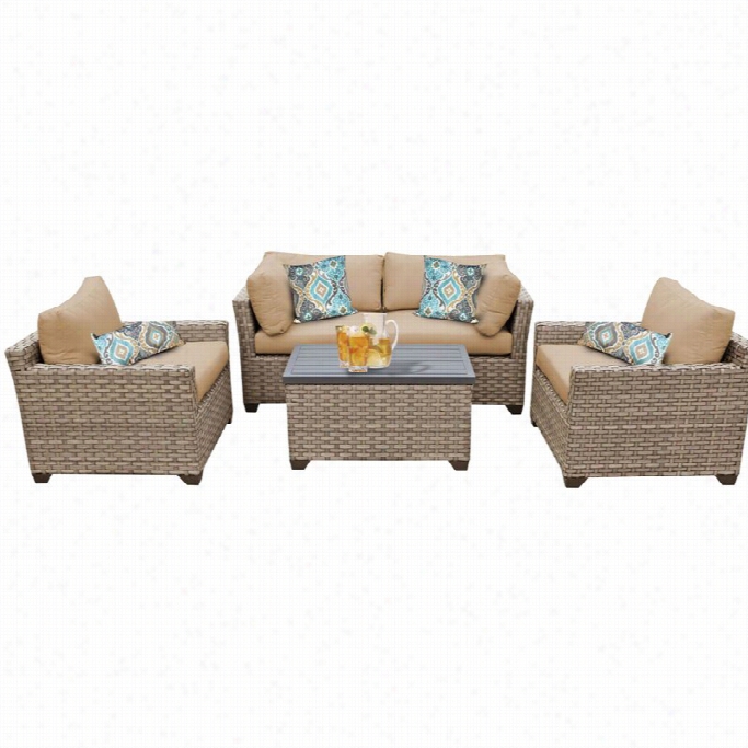 Tkc Monterey 5 Piece Outdoor Wcker Sifa Set In Wheat