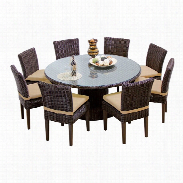 Tkc Venice 60 9 Piece Wickerr Patio Dining Set In Wheat