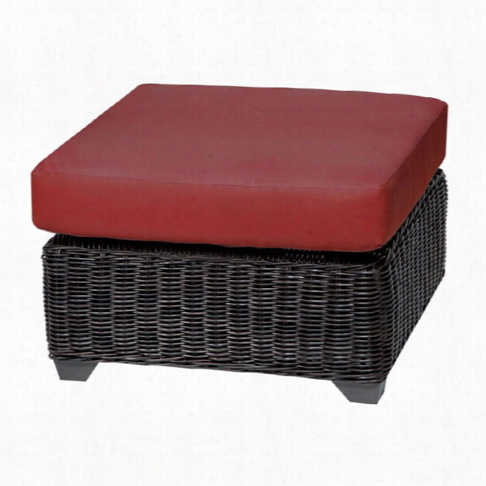 Tkc Venice Patio Wicker Ottoman In Terracotta