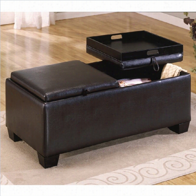 Trent Home Rectangular Faux Leather Storage Long Seat Ottoman In Esresso