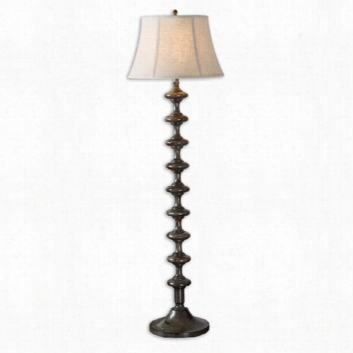 Uttermost Antonello Solid Wood Floor Lamp In Distressed Charcoal Gray