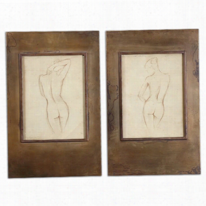 Uttermost Figures Frame D Art In Oxidized Golden Brone (set Of 2)