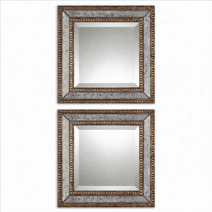 Uttermost Norlina Squares Mirror In Antique Gold (set Of 2)