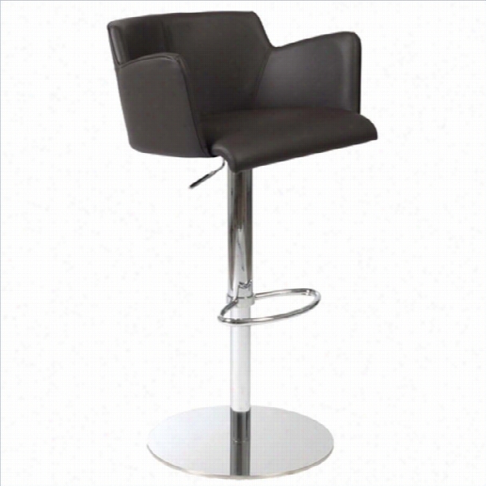 Adjustableb Ar Stool In Brown And Chrome