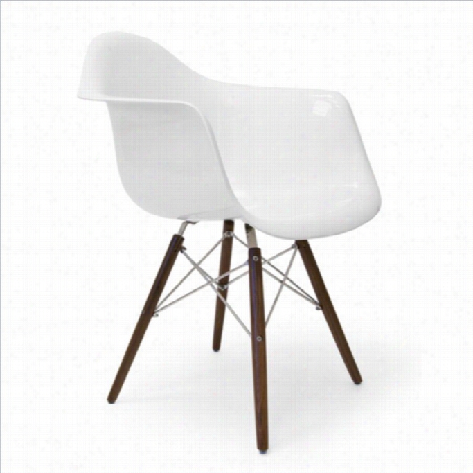 Aeon Furniture Marcella Armdining Chari In Gloss White And Wslnut